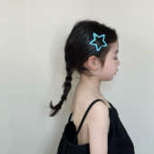 韩版 多巴胺彩色五角星发夹女童 点点波点儿童bb夹 宝宝边夹刘海夹