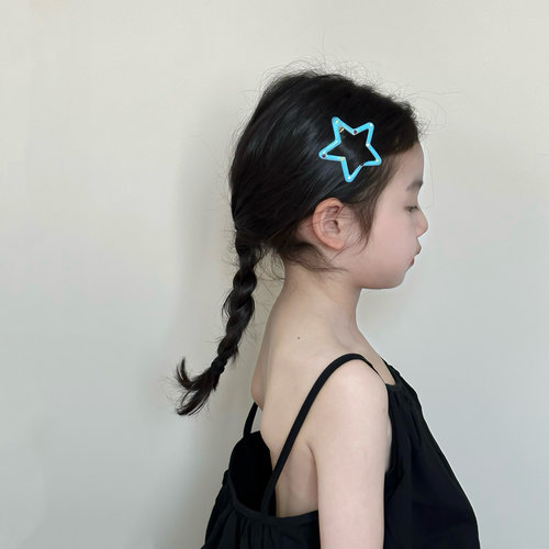 多巴胺彩色五角星发夹女童 点点波点儿童bb夹 韩版宝宝边夹刘海夹