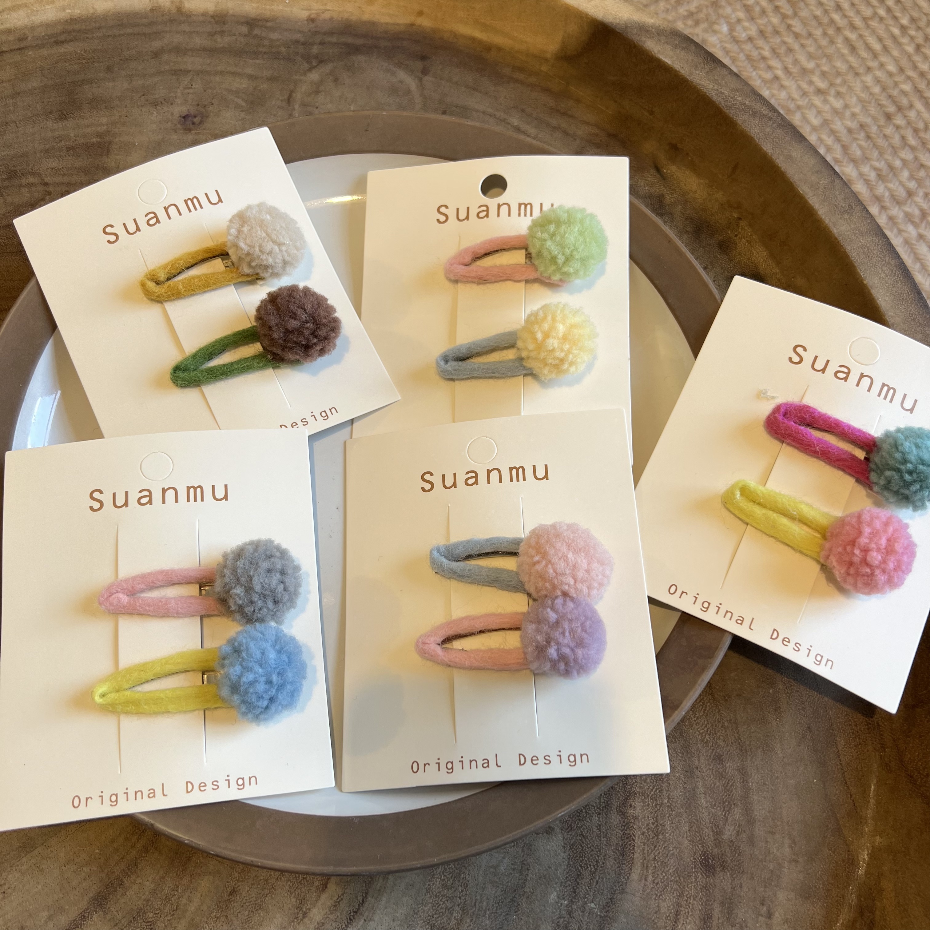 羊羔毛球球发夹bb夹儿童