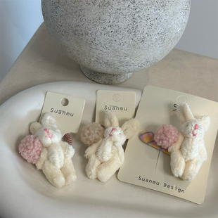 女童bb夹头饰发饰 秋冬新款 儿童头绳 韩版 发圈 可爱兔子发夹宝宝