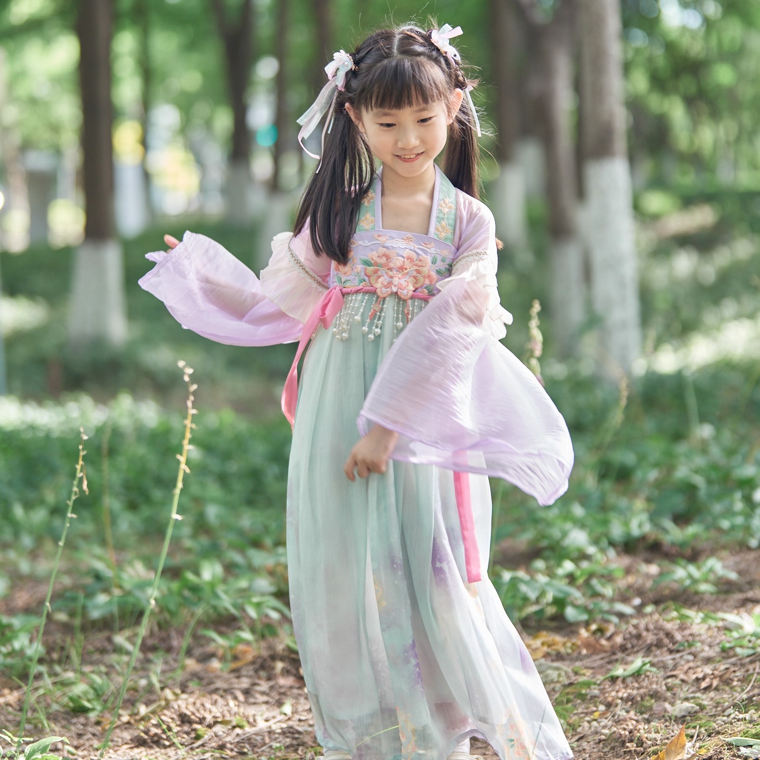 女童汉服唐制大袖齐胸连衣裙