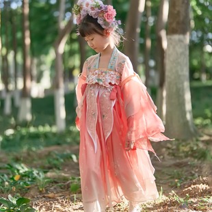 原创夏秋女童唐制汉服襦裙中国风古风改良雪纺连衣裙飘逸仙女舞蹈