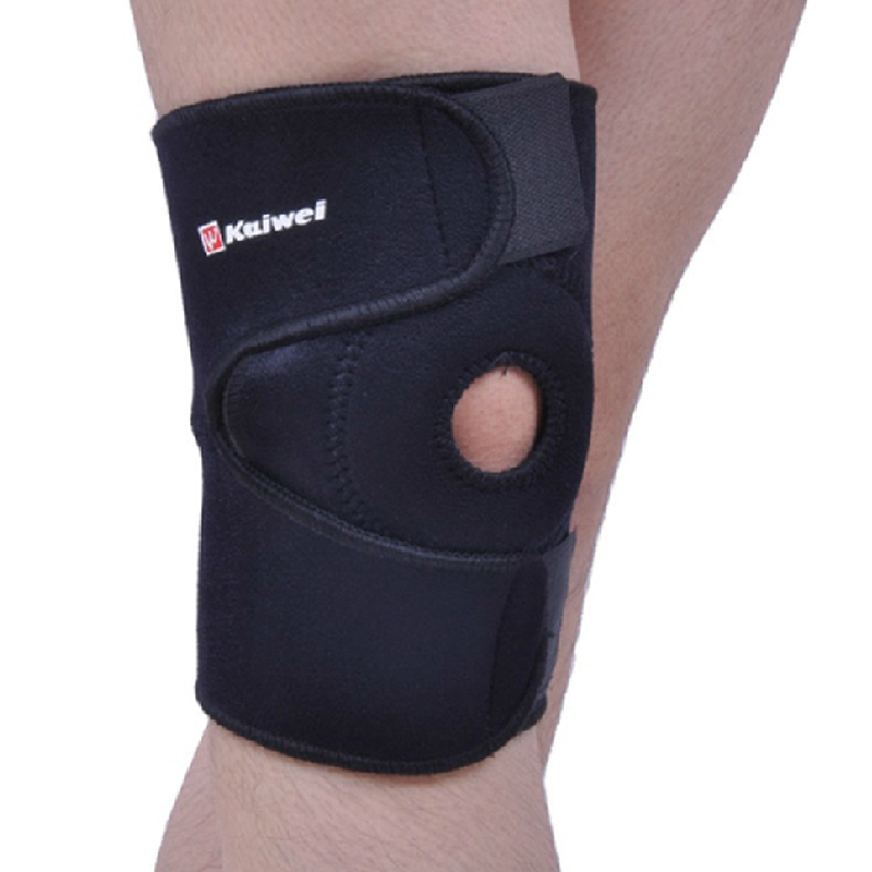 正品凯威KW-0635开孔护膝 开式粘贴式运动护膝 黑色 一只装