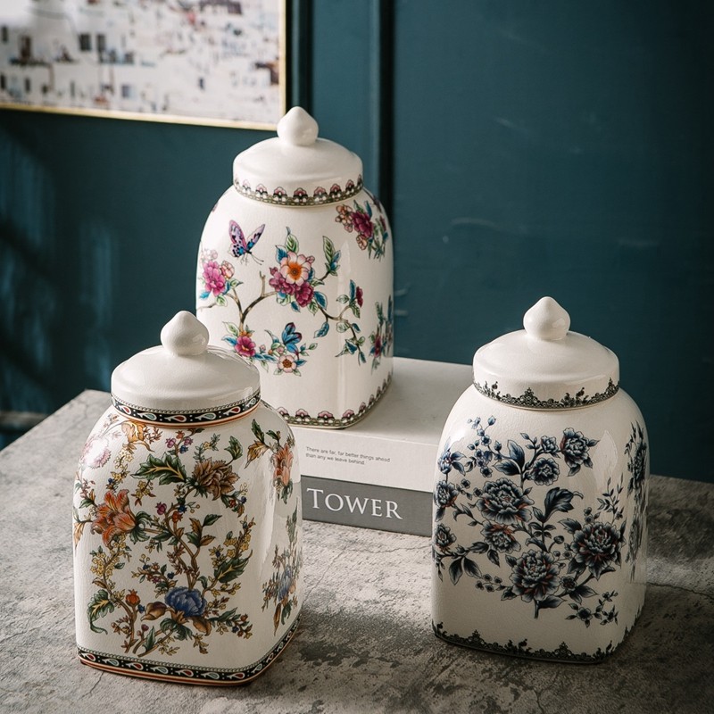 美式陶瓷储物罐带盖欧式茶叶陈皮收纳罐家居玄关将军罐装饰品摆件,家居饰品,储物罐,淘宝优惠券,粉丝福利购,淘宝优惠卷