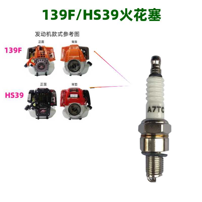 四冲程背负式割草机割灌机汽油机发动机139/hs39火花塞火嘴点火器