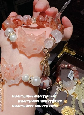 花丝鎏彩小蛮腰水晶花神手链 新中式 黄财神福珠毛衣链