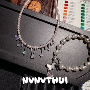 珠宝 雾都雨滴气泡方糖珍珠项链 宴会高定 玲珑花蝶珍珠手链套装