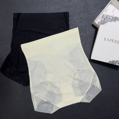 LAP新款蕾丝网纱性感高腰微收腹内裤 舒适透气含蚕丝底裆三角女内