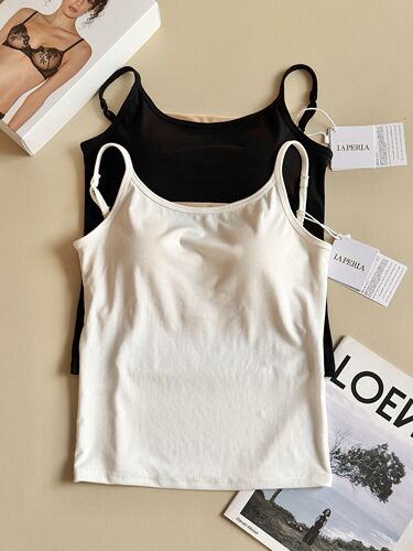 LAP新款莱赛尔天丝大U背吊带背心带胸垫内搭外穿显瘦女内衣112912