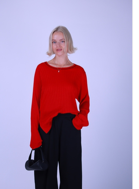 ETIK Nor 瑞典圆领撞色设计感下摆开叉针织衫