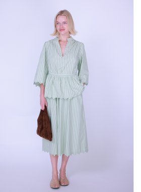 ETIK Nor瑞典绿色条纹收腰裙摆连衣裙