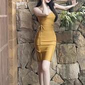 bandage 欧美针织连衣裙夏2024新款 淑女系腰带裙子性感包臀 dress