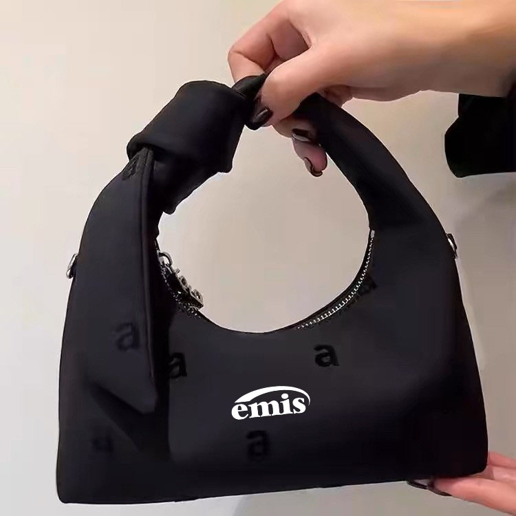 emis蝴蝶结飘带链尼龙饺子包包图片