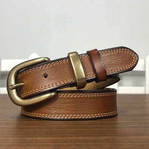 复古纯牛皮金属扣腰带女休闲百搭