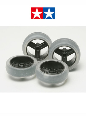 正品田宮TAMIYA 四驱车配件 大径渗碳不等宽三叶轮毂+透明胎15366