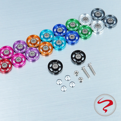 自制田宫 四驱车13mm铝合金滚珠轴承导轮 彩色镂空导轮 15437