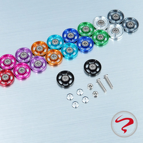 自制田宫 四驱车13mm铝合金滚珠轴承导轮 彩色镂空导轮 15437