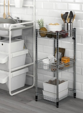 宜家正品 OMAR奥马尔搁架单元带3个篮子多层置物架收纳架厨房收纳