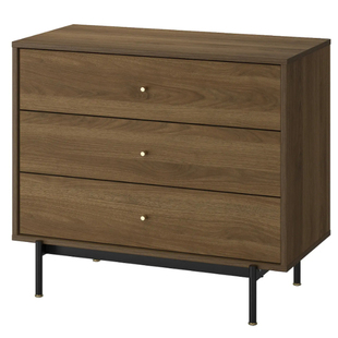 IKEA宜家正品代购拉曼斯三斗抽屉柜褐色木纹家用客厅收纳置物柜子
