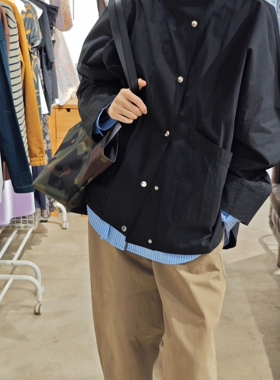 tot家立领廓形休闲短风衣