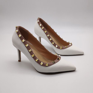 柳钉柳丁浅口单鞋细跟高跟鞋尖头工作鞋正装性感一脚蹬女断码清仓