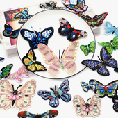 手工钉珠多色水钻蝴蝶小号刺绣布贴服装 配件辅料鞋 帽包包补丁手缝