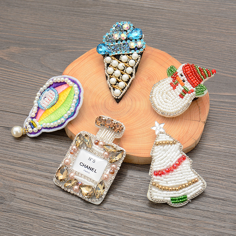 手工珍珠圣诞树彩虹气球香水布贴