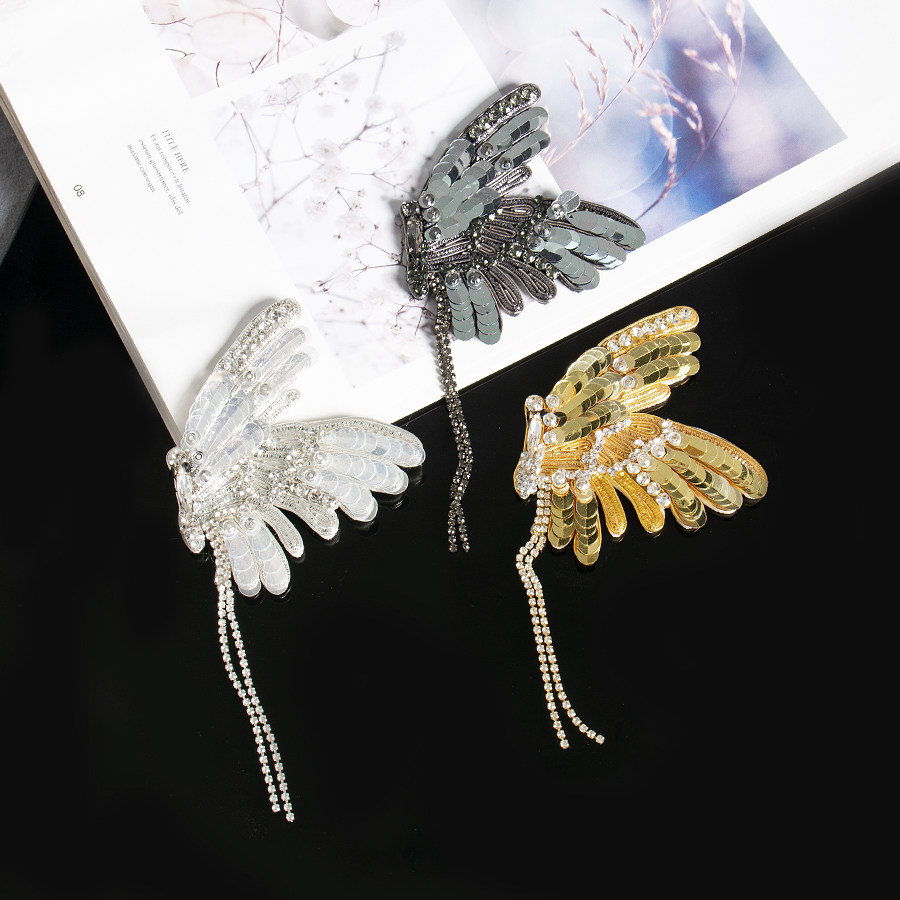 印度丝亮片流苏蝴蝶布贴水钻高档精致礼服辅料鞋包包配饰手缝DIY