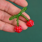 手工编织diy水晶樱桃cherry饰品钥匙扣小号水果挂件服饰包包辅料