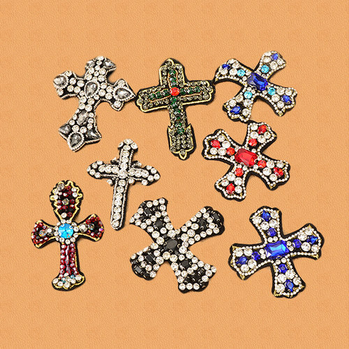布贴手工钉珠水钻十字架