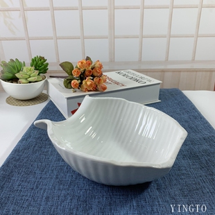 纯白线纹缸瓦碗时尚特色水果沙拉碗冷热饭菜碗酒店餐厅创意餐具