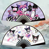 八寸卡通可爱库米儿童扇子小美动漫绢布折扇成人夏日