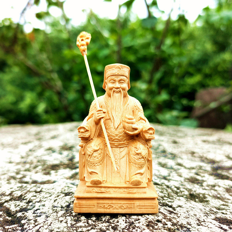 木雕福德正神土地爷黄杨木手工雕刻神像高6厘米地方保护神土地公