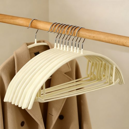 家用无痕宽肩防滑浸塑衣柜晾衣架