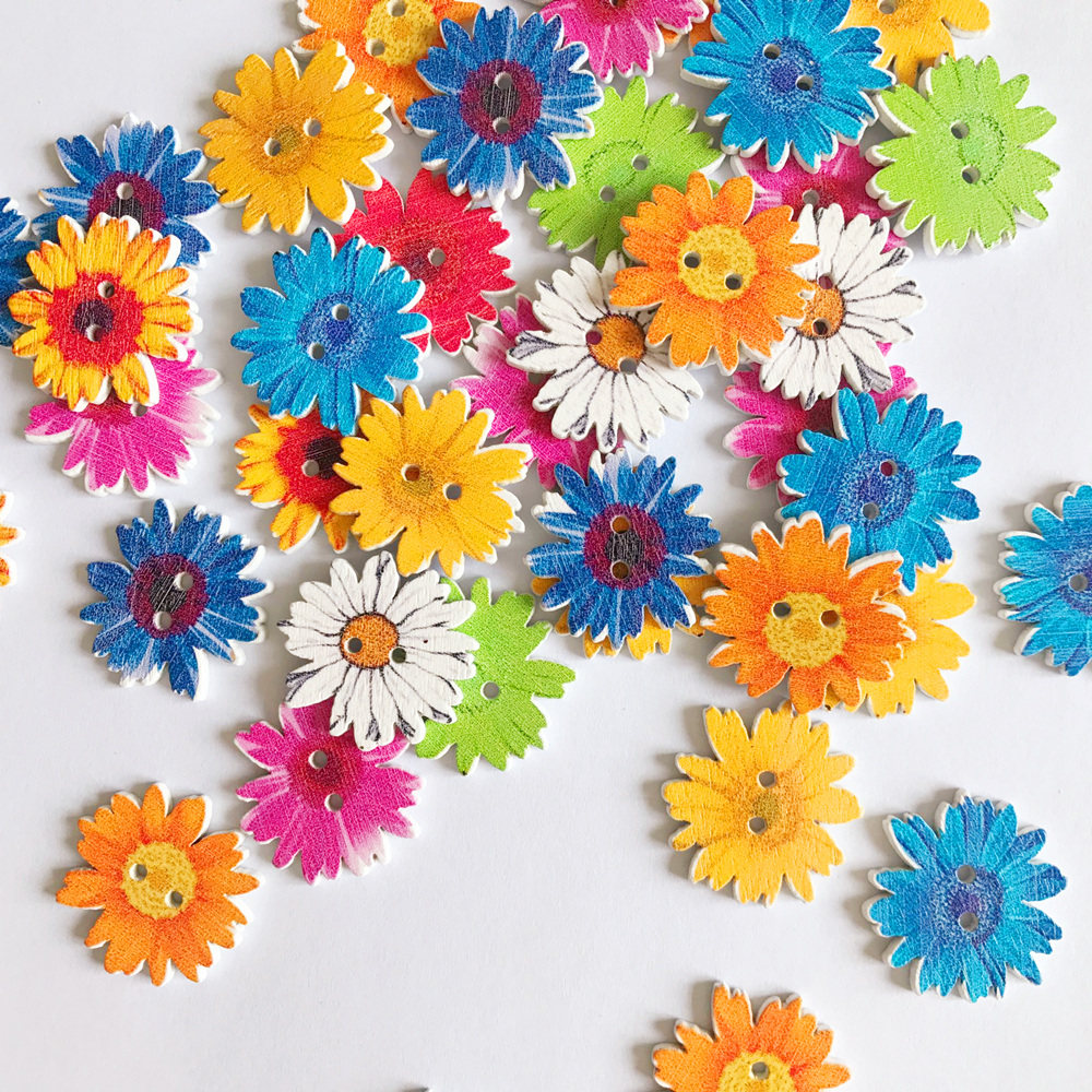 20mm菊花扣子木制菊花纽扣 花朵纽扣 DIY手工配件