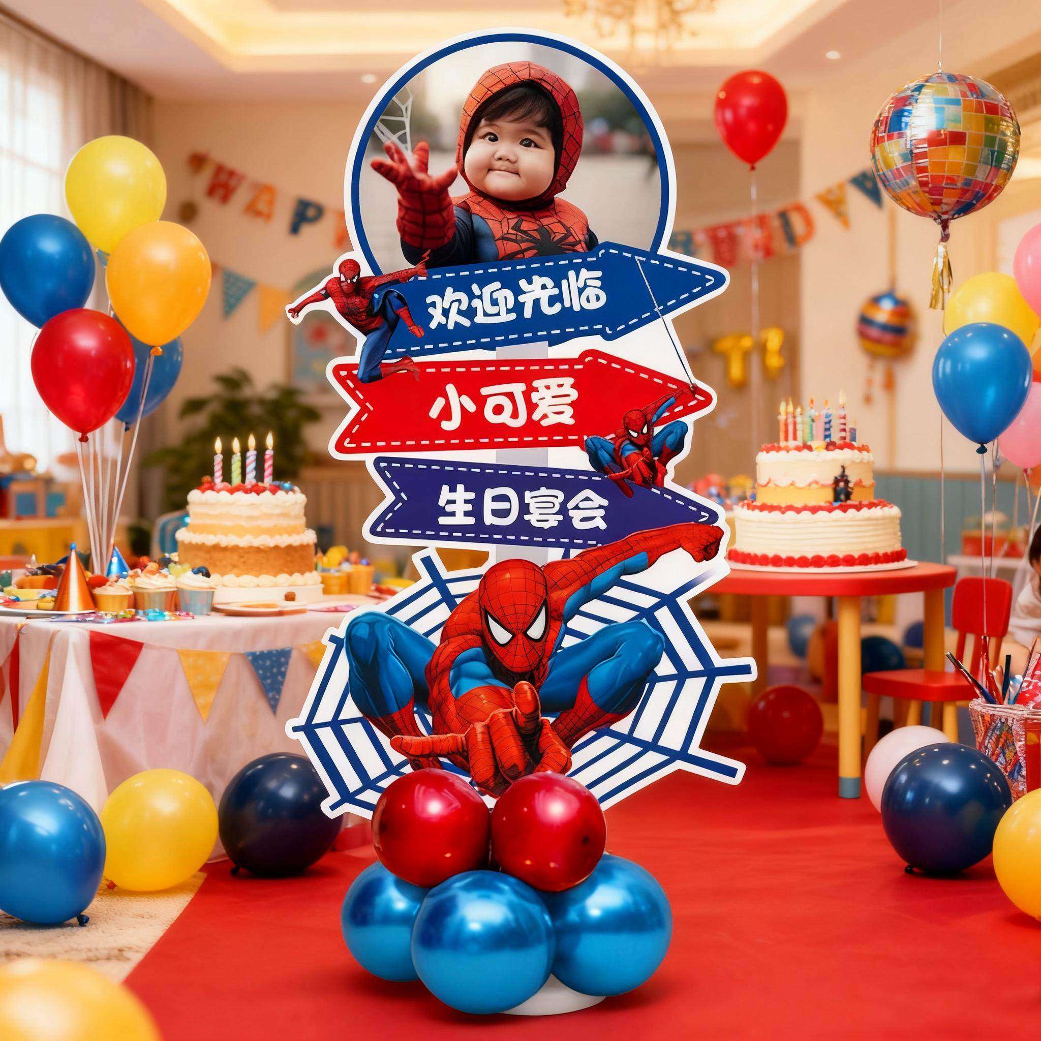 蜘蛛侠生日周岁布置迎宾牌装饰场景路引派对儿童男孩气球KT板定制,节庆用品/礼品,装扮布置套餐,淘宝优惠券,粉丝福利购,淘宝优惠卷