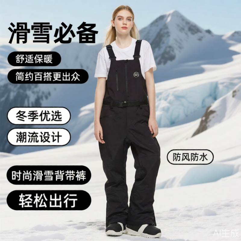 AQ防风防水背带滑雪裤