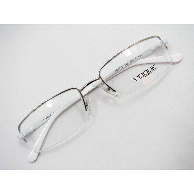 VOGUE沃格时尚金属半框近视眼镜框架VO3702银色框纯白色腿细边方