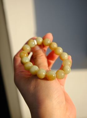 【一物一图】12mm新疆糖籽料和田玉手串～15.5内手围