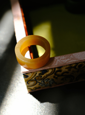 【一物一图】高品质新疆和田玉且末糖 指环/戒指～17-18号偏小