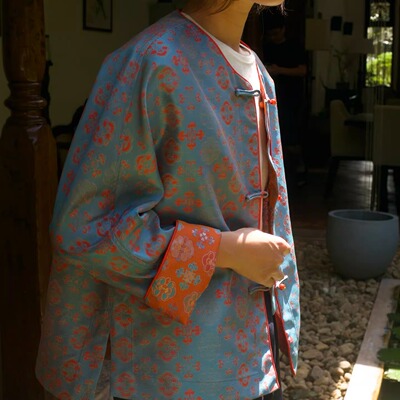 【TTDP】天天家新中式宋锦提花外套国风两面穿手工盘扣上衣11215