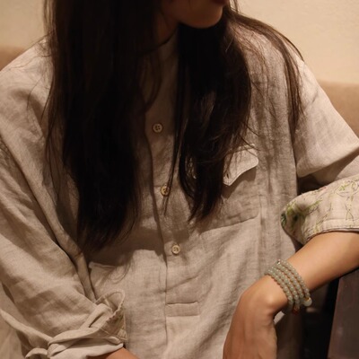 【TTDP】天天家极简风设计感双面棉麻连衣裙经典小立领衬衫裙0866