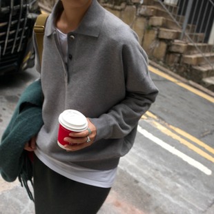 设计百搭微廓形针织衫 经典 天天家Row系高级灰polo衫 11102 TTDP