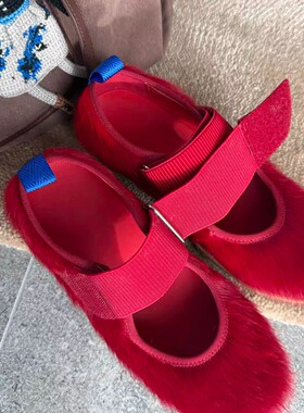 【TTDP】天天家氛围感新年红玛丽珍鞋牛毛运动超柔软休闲鞋12124