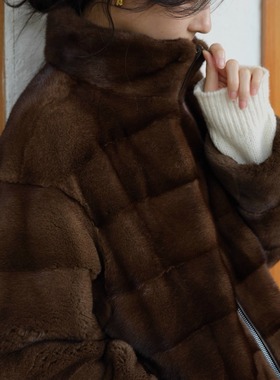 【TTDP】天天家轻奢芬兰皇冠级水貂外套两面穿立领横排整貂10145