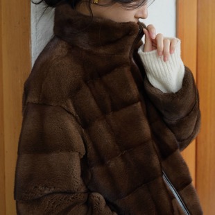 天天家轻奢芬兰皇冠级水貂外套两面穿立领横排整貂10145 TTDP