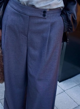 【TTDP】天天家极简风设计感高腰显瘦羊毛西裤气质通勤直筒裤0947