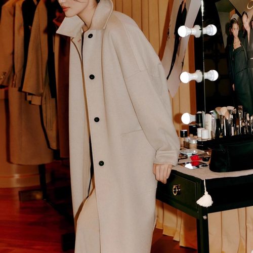 【TTDP】天天家高奢系列100%山羊绒大衣经典单排扣双面绒外套0949