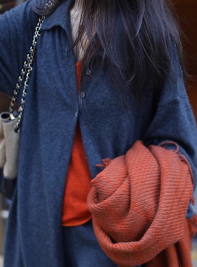 【TTDP】天天家极简气质灰美利奴羊毛针织连衣裙优雅POLO长裙0845