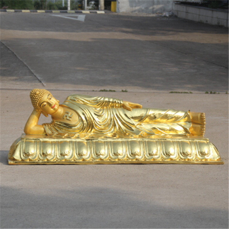 摆件寺庙树脂贴金彩绘释迦佛